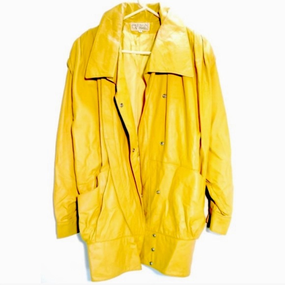 Vintage Jackets & Blazers - ❤️SALE Vintage 80’s golden yellow leather coat SZ small